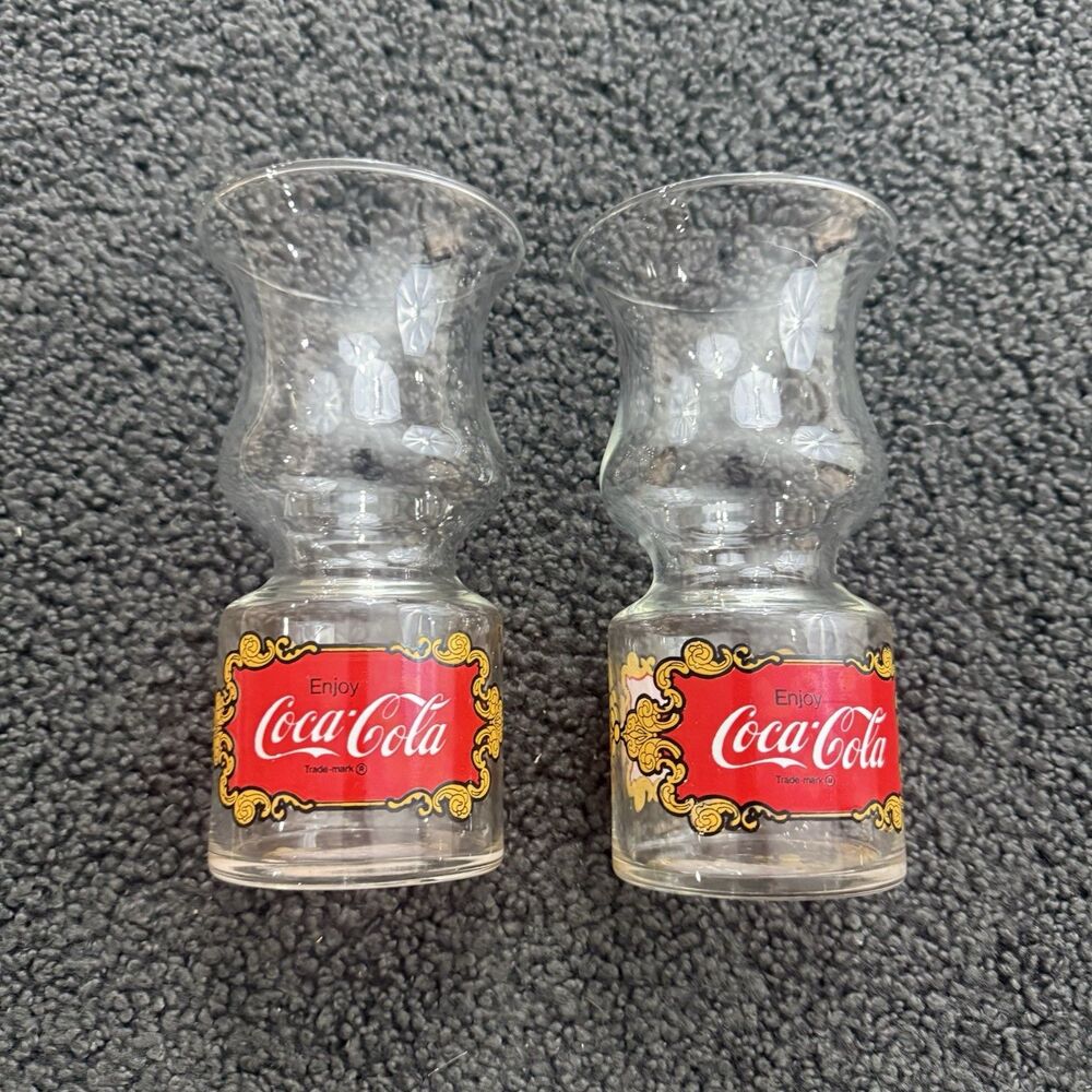 Vintage Libbey Coca-Cola Glass Hurricane Floating Candle Holders set of 2